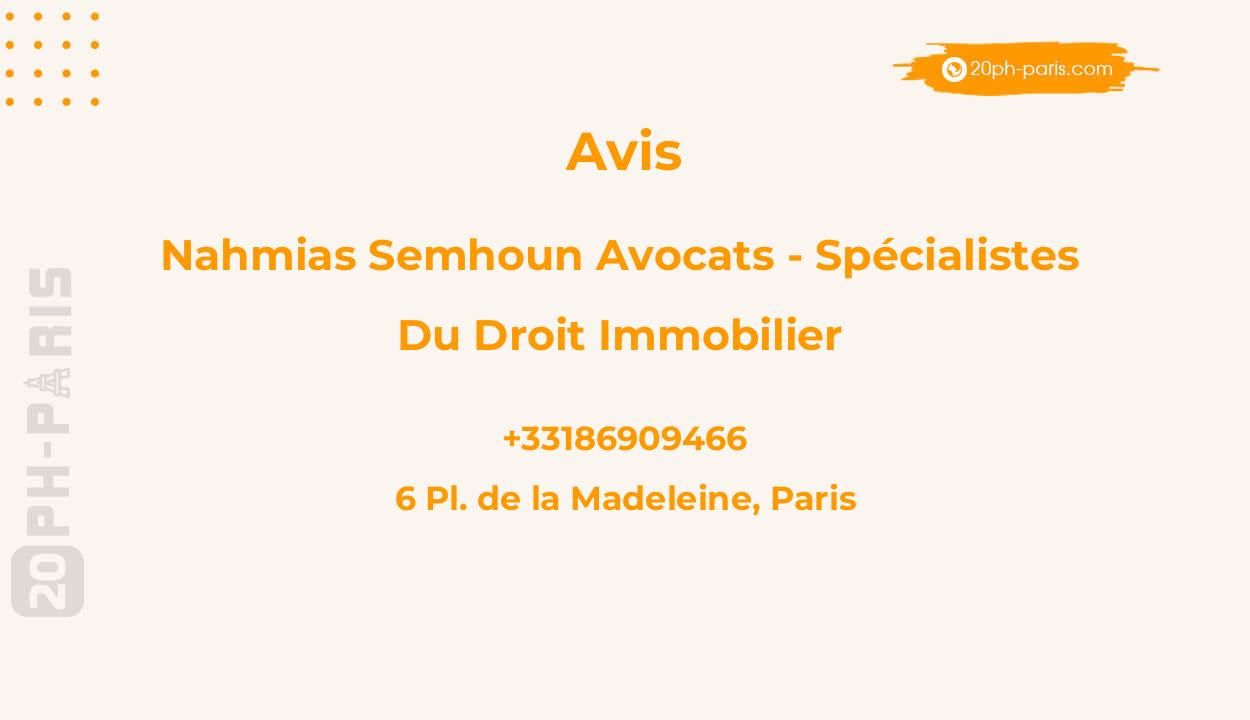 Nahmias Semhoun Avocats - Spécialistes du droit immobilier - Paris 8
